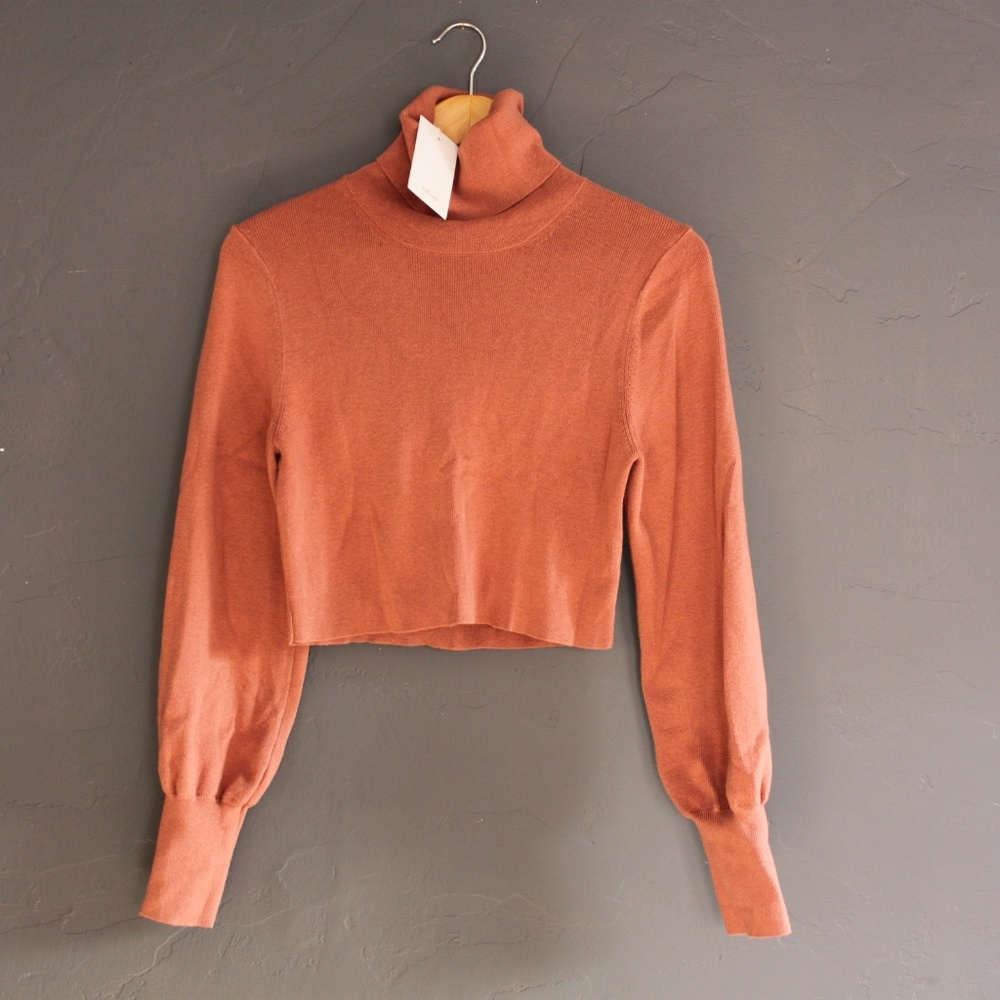 Dusty pink cropped turtleneck